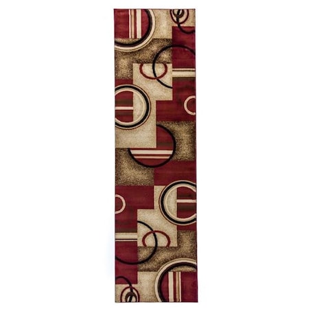 Infinity Home Infinity Home 547802L ARCS & SHAPES RED 2 ft. 3 in. x 9 ft. 6 in. Runner 54780 547802L